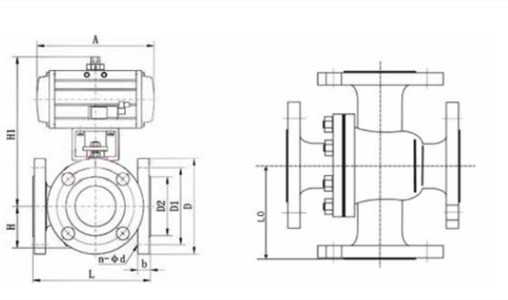 Q646F氣（qì）動四通球閥(圖1)