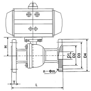 Q641F氣(qì)動法蘭球閥(圖1) Q641F氣動(dòng)法蘭球閥(圖1)