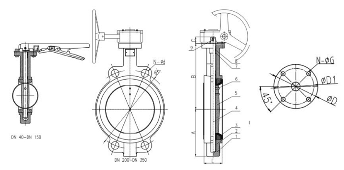 軟密封蝶閥結（jié）構圖