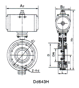 氣動三片（piàn）式法蘭蝶閥(圖1)