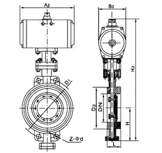 D673W氣動三偏心對（duì）夾蝶閥(圖1)