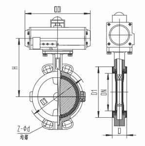氣動襯氟對夾蝶閥(圖1)