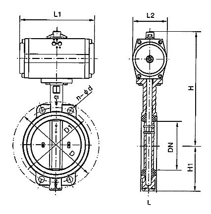 氣動襯膠（jiāo）中線真空蝶（dié）閥(圖1)